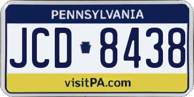 PA license plate JCD8438