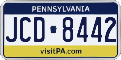 PA license plate JCD8442
