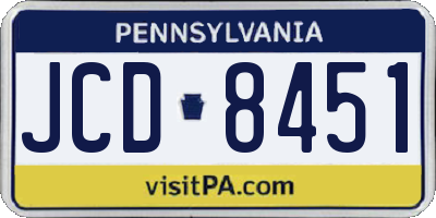 PA license plate JCD8451