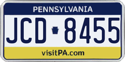 PA license plate JCD8455