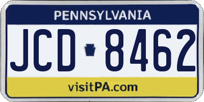 PA license plate JCD8462