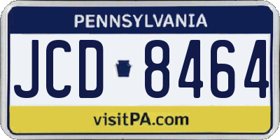 PA license plate JCD8464