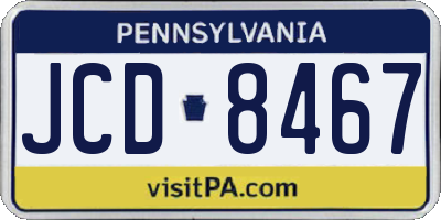 PA license plate JCD8467