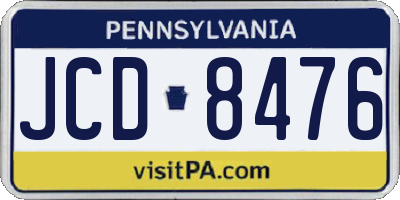 PA license plate JCD8476