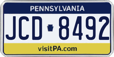 PA license plate JCD8492