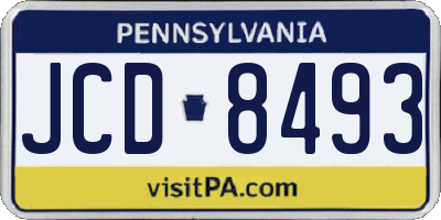 PA license plate JCD8493