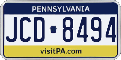 PA license plate JCD8494