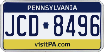 PA license plate JCD8496