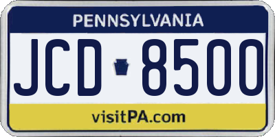 PA license plate JCD8500
