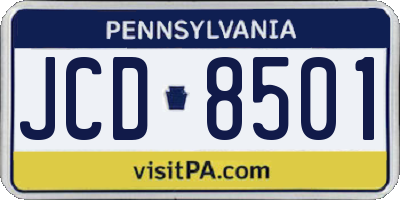 PA license plate JCD8501