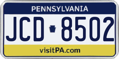 PA license plate JCD8502
