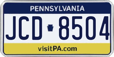 PA license plate JCD8504