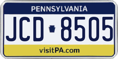 PA license plate JCD8505