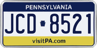 PA license plate JCD8521