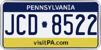 PA license plate JCD8522