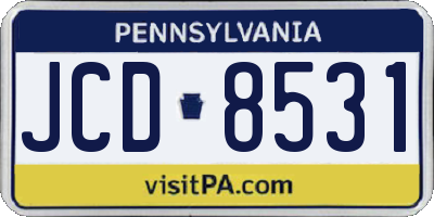 PA license plate JCD8531