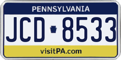 PA license plate JCD8533