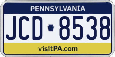 PA license plate JCD8538