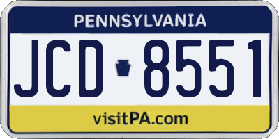PA license plate JCD8551