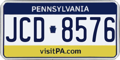 PA license plate JCD8576
