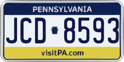 PA license plate JCD8593