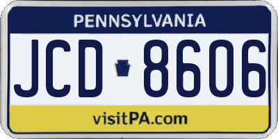 PA license plate JCD8606