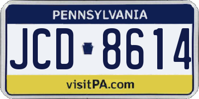PA license plate JCD8614