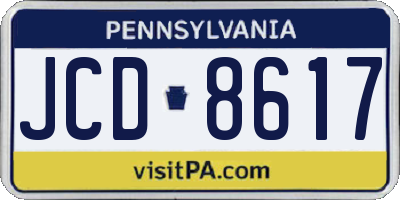 PA license plate JCD8617