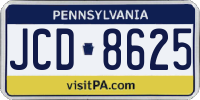 PA license plate JCD8625