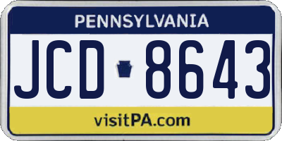 PA license plate JCD8643