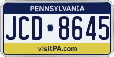 PA license plate JCD8645