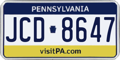 PA license plate JCD8647
