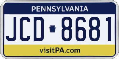 PA license plate JCD8681