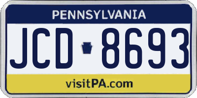 PA license plate JCD8693