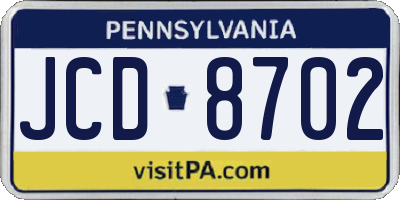 PA license plate JCD8702