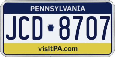 PA license plate JCD8707