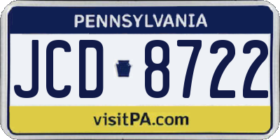 PA license plate JCD8722