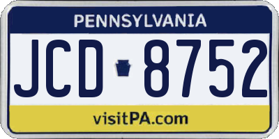 PA license plate JCD8752
