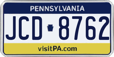 PA license plate JCD8762