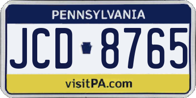 PA license plate JCD8765