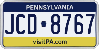 PA license plate JCD8767