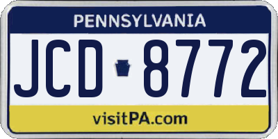 PA license plate JCD8772
