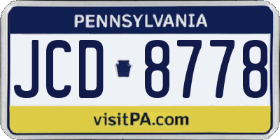 PA license plate JCD8778