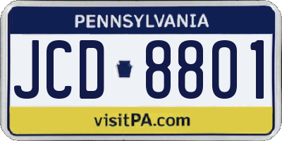 PA license plate JCD8801