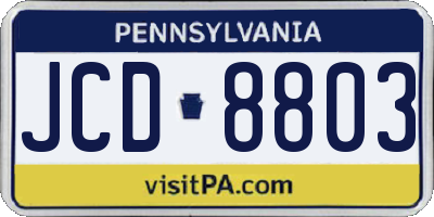 PA license plate JCD8803