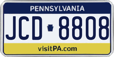 PA license plate JCD8808
