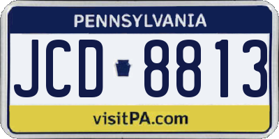 PA license plate JCD8813