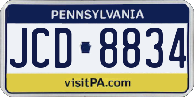 PA license plate JCD8834