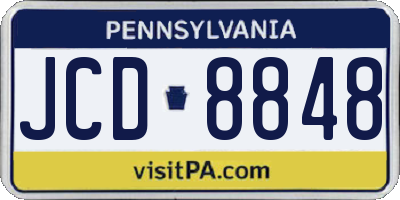 PA license plate JCD8848