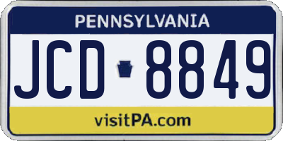 PA license plate JCD8849